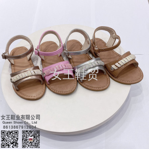 Girl Shoes Summer Girls Open Toe Breathable Sandals Korean Style Solid Color Girls Flat Sandals Sandals
