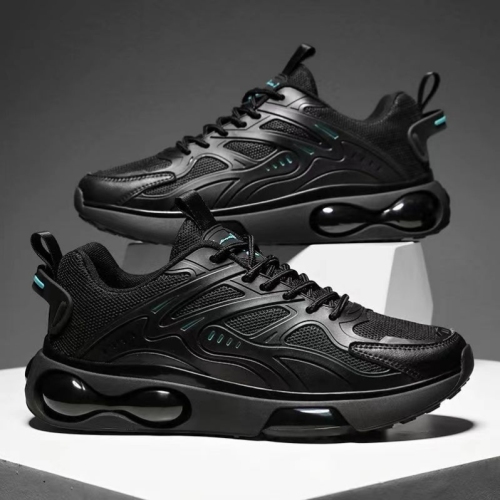 2024 air cushion sneakers men‘s new low-top lace-up black mamba running shoes mesh surface platform dad shoes