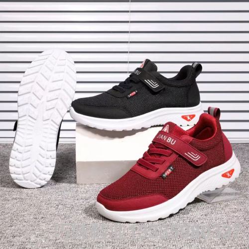 walking shoes shoes for the old men‘s and women‘s same ultra-light high-end non-slip wear-resistant sneakers casual shoes velcro no lace