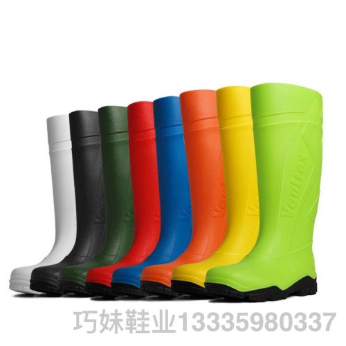 new rain boots rainbow color pvc integrated waterproof wear-resistant stain-resistant steel head steel bottom labor protection rain boots in stock non-slip