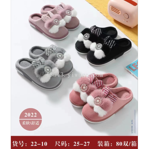 bow slippers decorative slippers cartoon slippers foreign trade export shoes home slippers two-color sole slippers