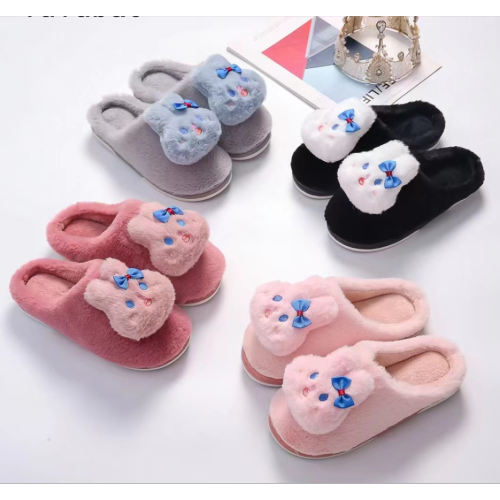 Cute Cartoon Rabbit Plush Winter Indoor Cotton Slippers Women‘s Warm Home Confinement Shoes Fluffy Shoes