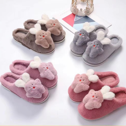 animal head cotton slippers shoes foreign trade slippers semi-covered heel non-slip winter soft bottom indoor home slippers cotton slippers