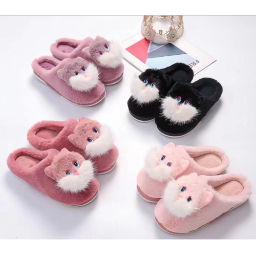 winter cute cartoon warm cotton slippers couple‘s home plush indoor and outdoor plush confinement cotton mop female wholesale