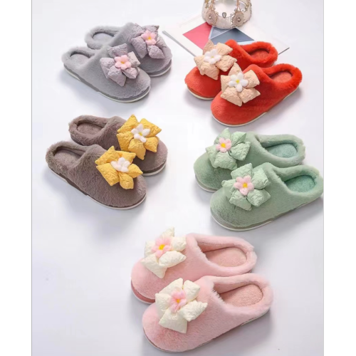 flower fashion cotton slippers women‘s autumn and winter home indoor thermal non-slip thick bottom ins wind slippers cotton slippers
