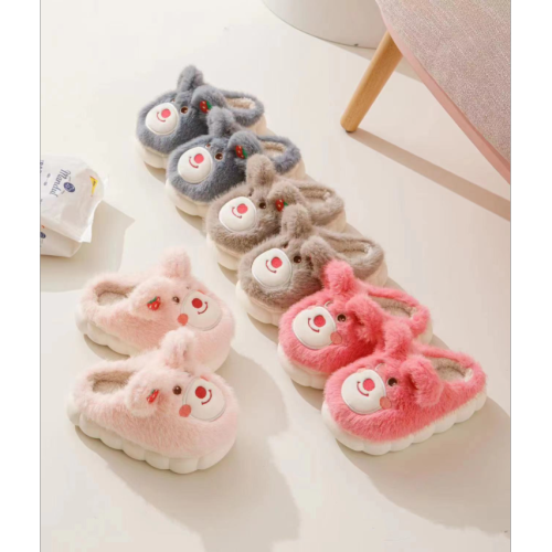cartoon cotton slippers cute home warm fleece-lined platform feeling of poop winter slippers outdoor children slippers wholesale