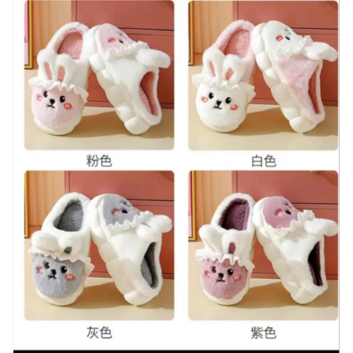 cotton slippers women‘s platform household cartoon cute rabbit slippers winter furry warm cotton shoes cold-proof outdoor wear wholesale
