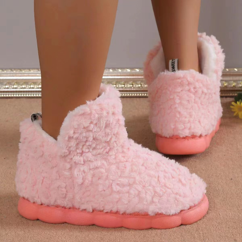 high-top cotton-padded slippers winter fleece-lined warm men and women couple home indoor and outdoor non-slip soft bottom plush cotton-padded shoes
