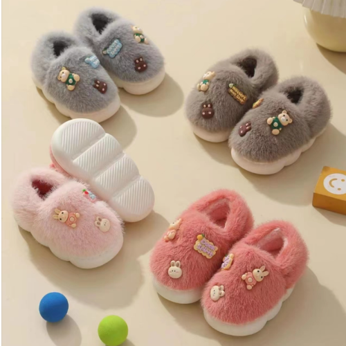 Cotton Slippers Women‘s Bag Heel Fashion Comfortable Thermal Home Wear Children Thick Bottom Non-Slip Plush Slippers Men