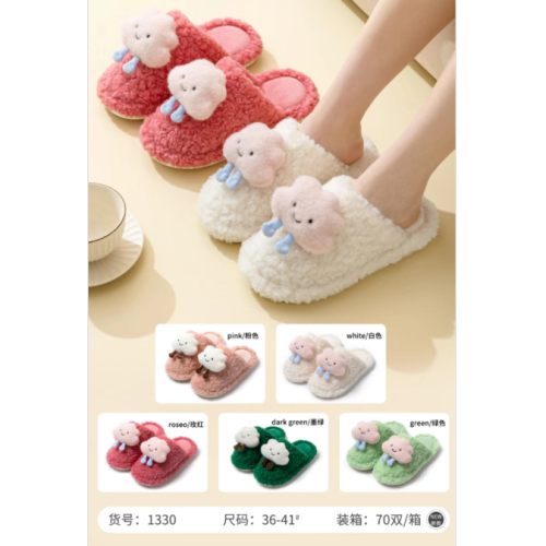 cloud baotou cotton slippers winter curly fur home indoor cartoon plush slippers warm fluffy slippers