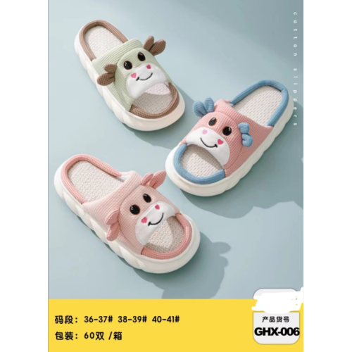 new spring and summer boys and girls home couple linen slippers four seasons non-slip thick bottom cartoon cute sandals wholesale