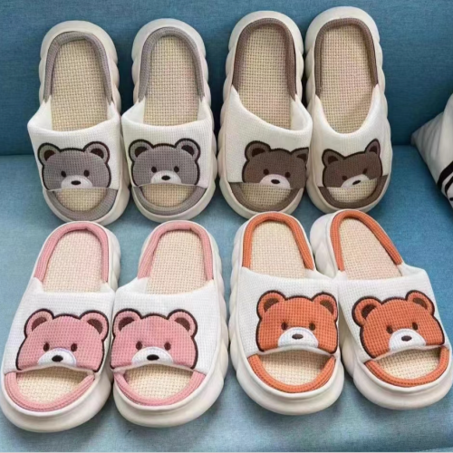 boys and girls home non-slip thick bottom spring and autumn cotton and linen sandals all-season cute linen slippers couples sandals