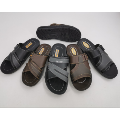 Summer Men's Leather Slippers Non-Slip Thick Bottom Slippers Casual Beach Shoes Foreign Trade Wholesale
