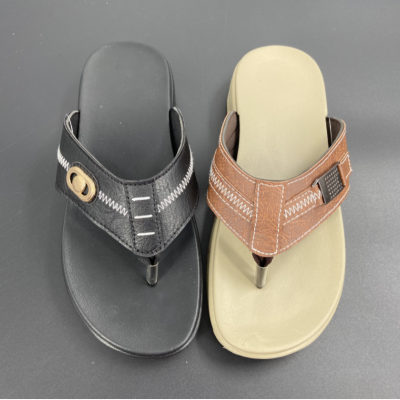 Foreign Trade Thick-Soled Eva Leather Tpr Flip Flops Beach Shoes Men's and Women's Sandals Customized Logo Factory Direct Sales