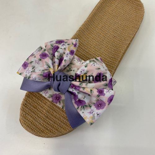 special offer linen spring， summer， autumn and winter four seasons home women‘s slippers floral bow