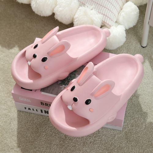 Cute Rabbit Slippers Women‘s Summer Poop Feeling Indoor Home Bath Bathroom Non-Slip Sandals Summer Mute Super Soft