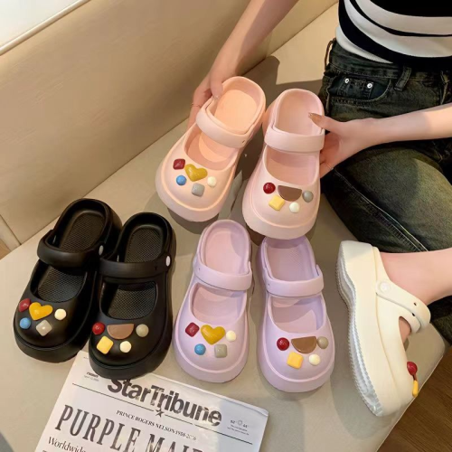 popular half slippers sandals for online shopping malls women‘s summer wear slip-on thick bottom 2023 new hole shoes closed toe