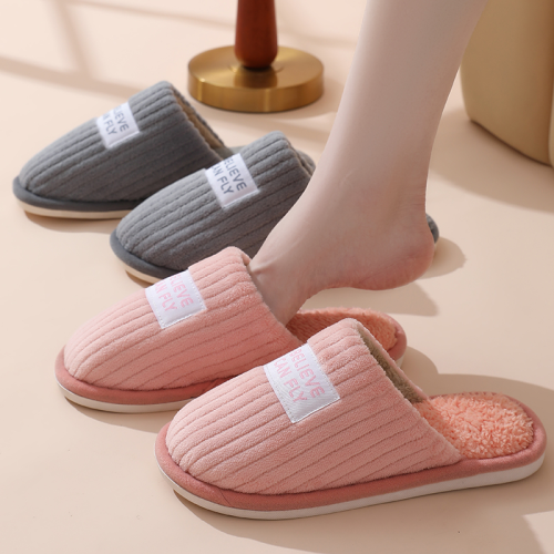 2023 Cotton Slippers Women‘s Home Autumn and Winter Home Indoor Warm Couple Plush Home Non-Slip Thick Bottom Confinement Shoes