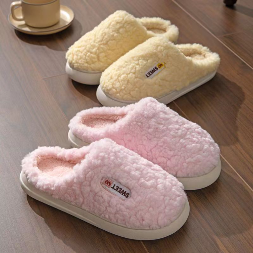 A306 Thickened Word Edge Female Embroidery Cotton Slippers