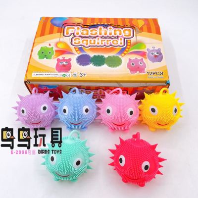 Factory Direct Sales Sun Doll Vent Ball with Light with Rope Vent Toy Ball Children's Toys Wholesale TPR Flashing Ball
