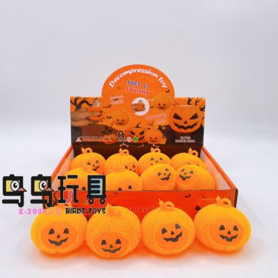 Halloween Toy Luminous Pumpkin Ball Hairy Ball Large Vent Decompression Glowing Bounce Ball Gift Gift Supplies