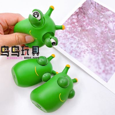 Cross-Border Hot Sale Eye-Popping Cabbage Worm Toy Factory Wholesale Squeezing Toy Decompression Artifact New Exotic Grass Worm