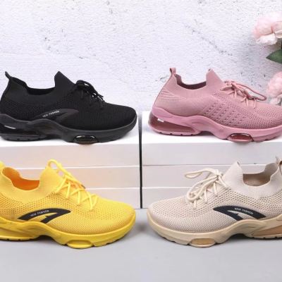 Hengyu Women's Shoes 2023 Spring and Summer New Cross-Border Flying Woven Breathable Mesh Sneakers Running Shoes Korean Fashion Trend