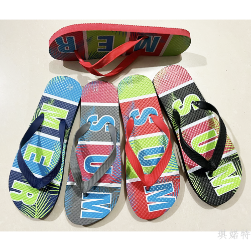 foreign trade pe bottom pvc with printing summer low price inventory whole transaction male adult sandals flip flops in sto factory wholesale