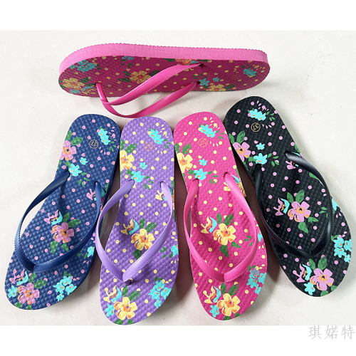 foreign trade pe bottom pvc with printing summer low price inventory whole transaction female adult sandals flip flops in stock factory wholesale