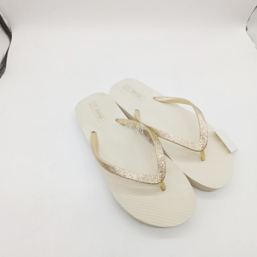 foreign trade summer slippers beach flip flops printing cute fsh gold strap women‘s girl slippers factory custom