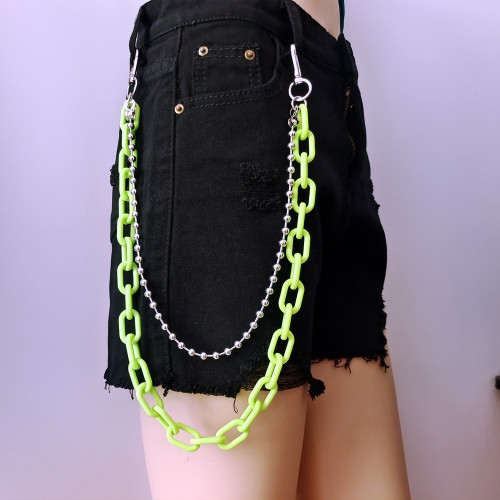 欧美跨境饰品亚克力彩色荧光链条腰链女朋克复古塑胶身体链批发