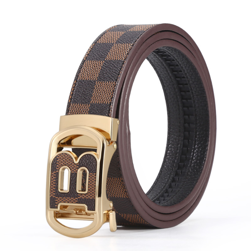 new letter men‘s belt young and middle-aged casual all-match belt alloy buckle first layer cowhide belt factory wholesale