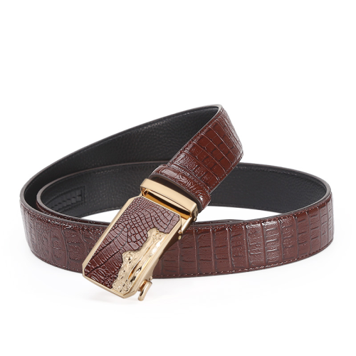 belt men‘s microfiber belt alloy automatic buckle business fashion trendy pants belt men‘s crocodile pattern all-match belt wholesale
