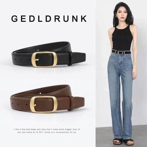 women‘s leather belt all-match new waist belt ladies‘ pin buckle fashion decoration jeans strap cowhide simple 3cm