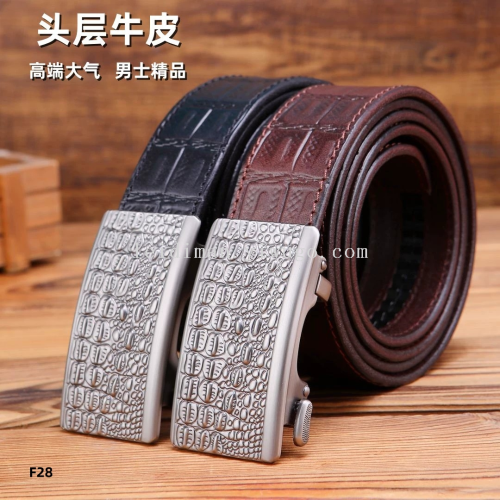 新款 头层牛皮腰带 鳄鱼纹真皮皮带时尚百搭款自动带广州厂家批发
