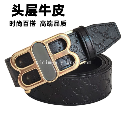 厂家批发头层牛皮自动扣皮带男士真皮腰带休闲青年潮裤带时尚百搭