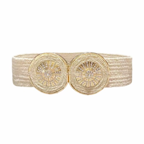 亚马逊跨境欧美波西米亚腰带pp草腰带编织腰带女百搭装饰弹力腰带