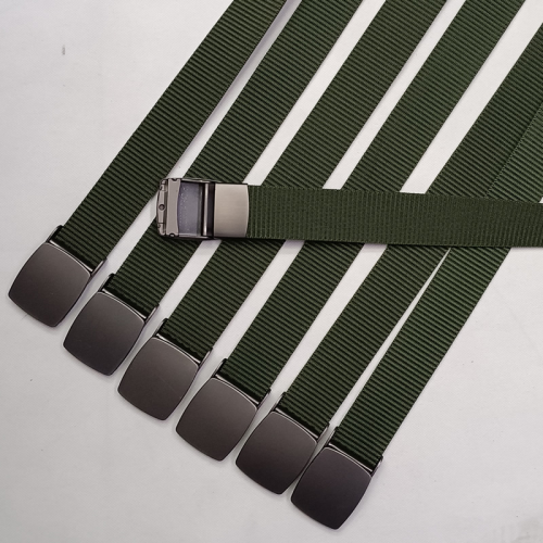 men‘s imitation nylon brushed pressing buckle belt fashion simple light board canvas pant belt outdoor sports firm belt