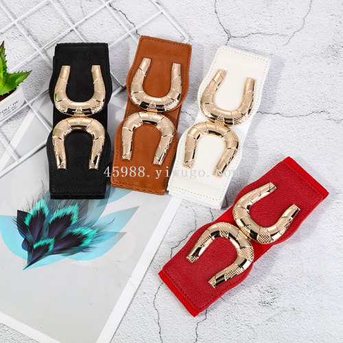 Four Seasons Leisure Women‘s Elastic Waist Seal Pant Belt Dress Fashionable Elastic Belt Versatile Decoration Belt
