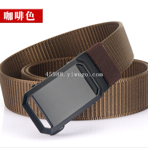 Men‘s Nylon Belt Tactical Toothless Automatic Buckle Belt Men‘s Simple Canvas Military Training Affordable Luxury Style Woven Leather Belt Long