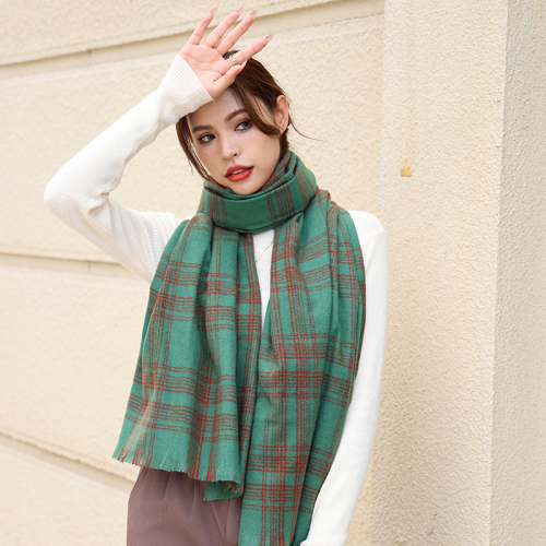 vintage in shawl scarf for female students winter new plaid striped korean style casual fashion all-match warm scarf