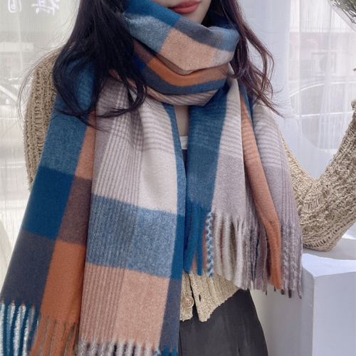 korean new scarf women‘s autumn and winter korean style versatile plaid thickened student couple scarf men‘s cashmere-like warm