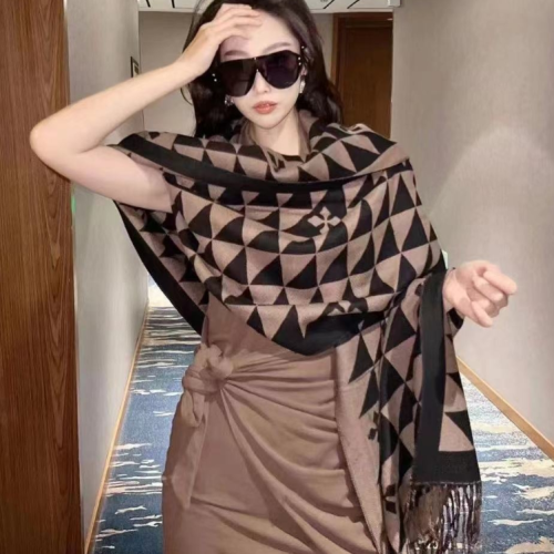 triangle plaid scarf women‘s autumn and winter korean-style versatile double-sided cashmere-like thickened warm outer tassel shawl scarf