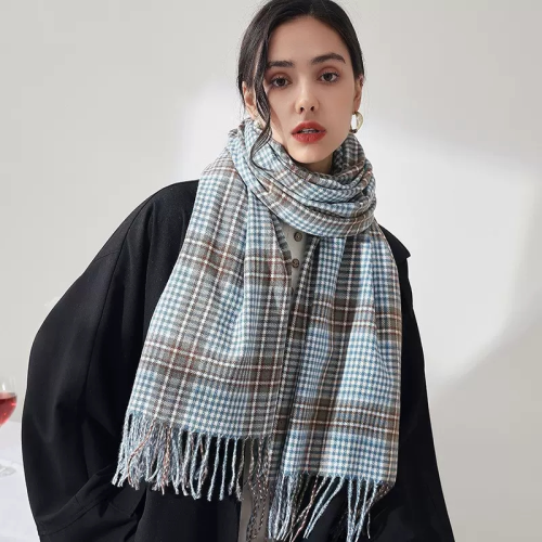 spring new plaid scarf women‘s long tassel shawl student warm scarf couple cashmere-like long scarf korean style