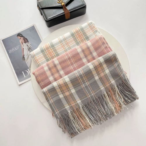 women‘s korean-style cashmere-like plaid scarf autumn and winter new japanese tassel shawl thickened warm women‘s foreign trade wholesale