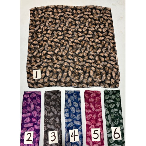 Palm-Leaf Fan Printed Pattern Fashion Bali Yarn Scarf Various Colors and Styles
