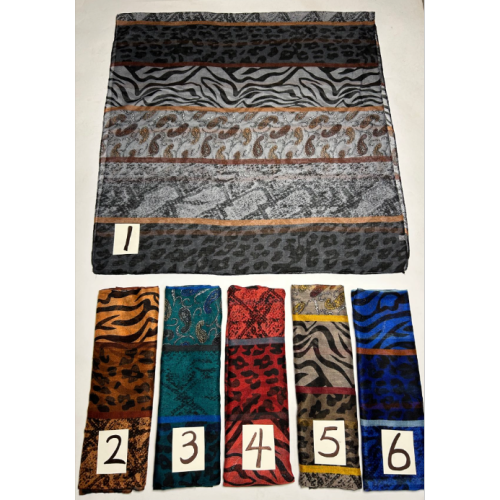Stitching Leopard Print Serpentine Cashew Zebra Print Pattern Fashion Bali Yarn Scarf Various Colors and Styles