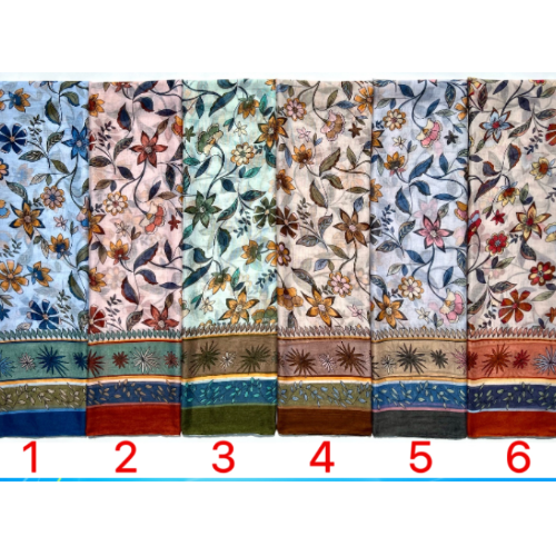 Water Grass Flower Printing Pattern Fashion Bali Yarn Scarf Colors and Styles