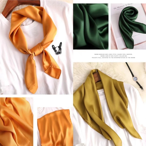 mother‘s day gift 70 solid color satin small square scarf monochrome small silk scarf in stock