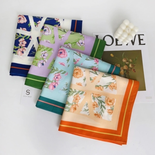 summer and autumn 90*90 simulation silk brocade printed square scarf large square scarf mother‘s day gift scarf